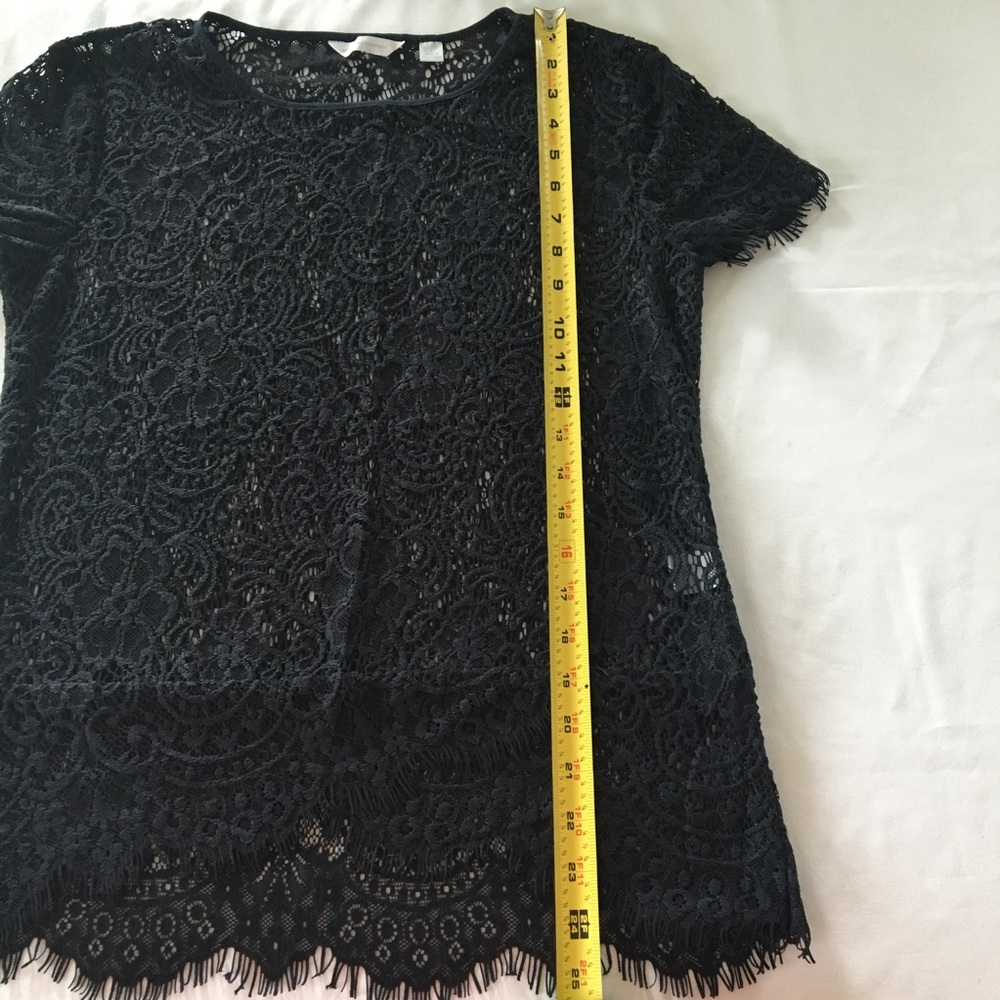 NY & Co Black Lace, Fringe Blouse Sz Small/Black - Picture 11 of 13